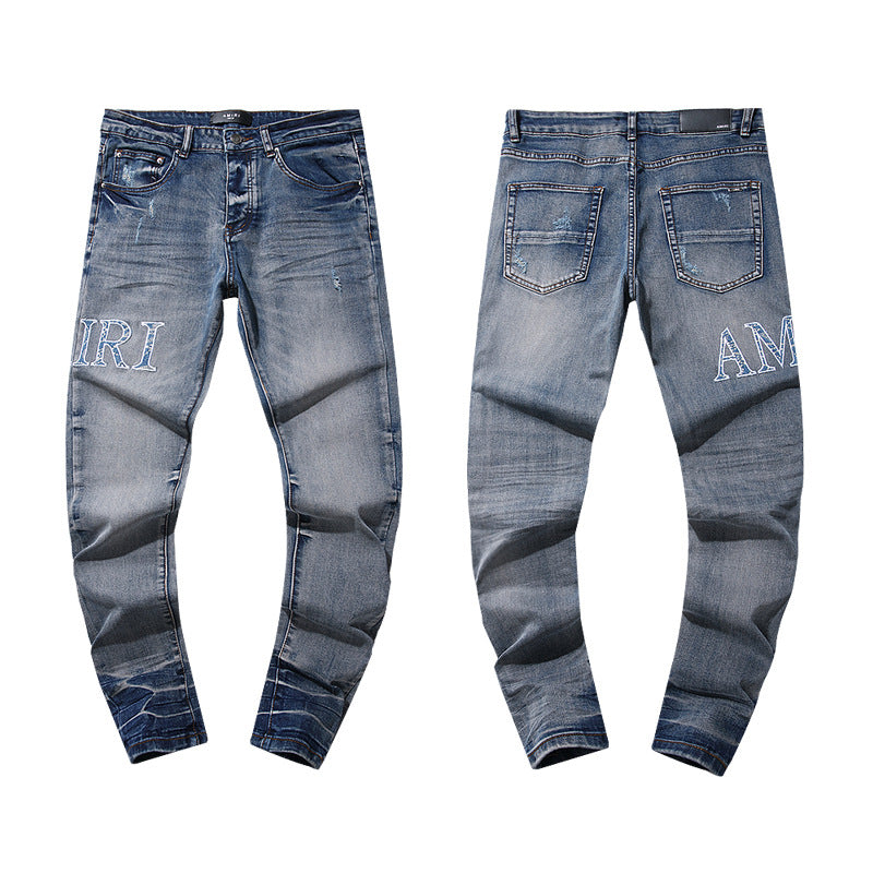 Amiri Jeans Embroidered Stretch Slim-Fit Jeans