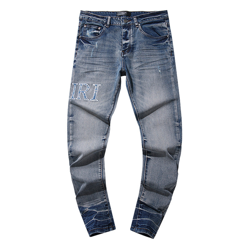 Amiri Jeans Embroidered Stretch Slim-Fit Jeans